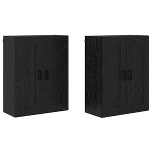 vidaXL Fali szekr&eacute;ny 2 pcs Fekete t&ouml;lgy 69,5 x 34 x 90 cm Faanyag