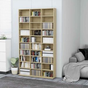 vidaXL sonoma t&ouml;lgy sz&iacute;nű szerelt fa CD-szekr&eacute;ny 102 x 23 x 177,5 cm