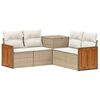 vidaXL Kanap&eacute; Szett 5 db Beige &eacute;s Kr&eacute;msz&iacute;nű Poli rattan &eacute;s ac&eacute;l