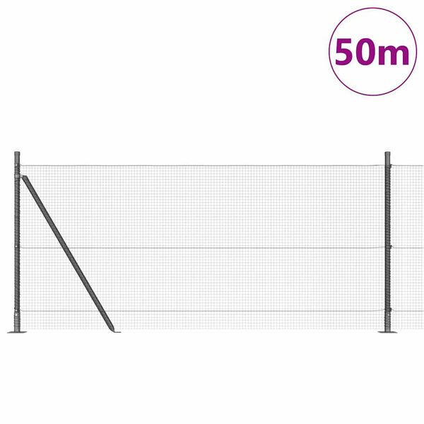 vidaXL Ker&iacute;t&eacute;soszlop Sz&uuml;rke 50 x 0,8 m (16 x 16 mm h&aacute;l&oacute;) Ac&eacute;l &eacute;s PVC