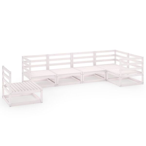 vidaXL 6 r&eacute;szes feh&eacute;r t&ouml;m&ouml;r fenyőfa kerti &uuml;lőgarnit&uacute;ra