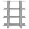 vidaXL szürke sonoma színű térelválasztó könyvszekrény 100x30x123,5 cm