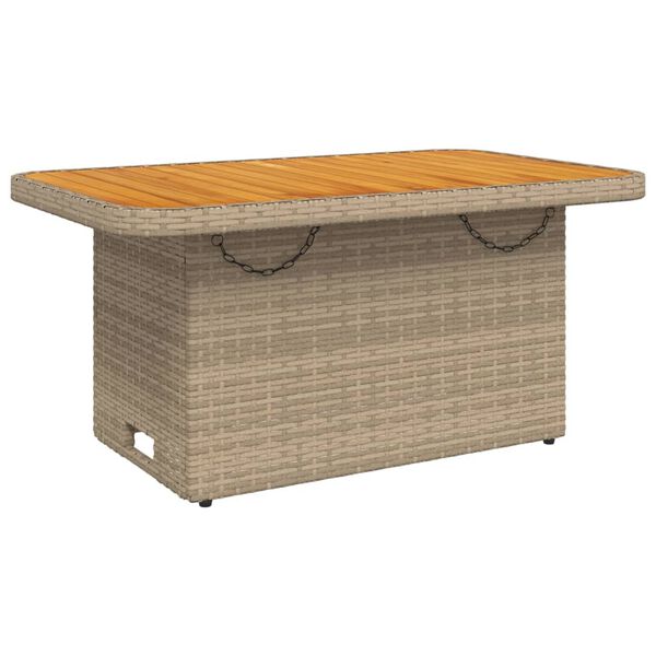 vidaXL b&eacute;zs polyrattan &eacute;s ak&aacute;cfa kerti asztal 90 x 55 x 71 cm