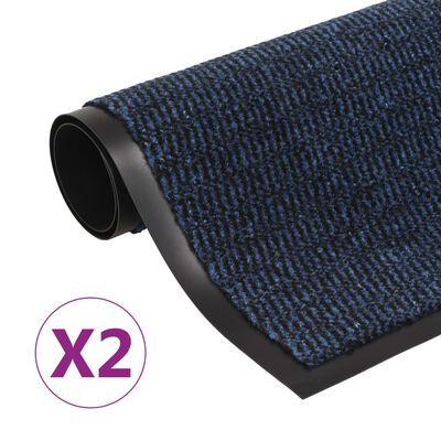 vidaXL 2 db kék négyszögletes bolyhos szennyfogó szőnyeg 80 x 120 cm
