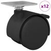 vidaXL Kerekek 12 db Fekete 39,5 x 39,5 x 37,8 mm Vas &eacute;s Polipropil&eacute;n