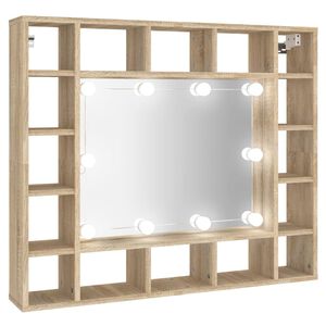 vidaXL sonoma t&ouml;lgysz&iacute;nű t&uuml;kr&ouml;s szekr&eacute;ny LED-ekkel 91 x 15 x 76,5 cm