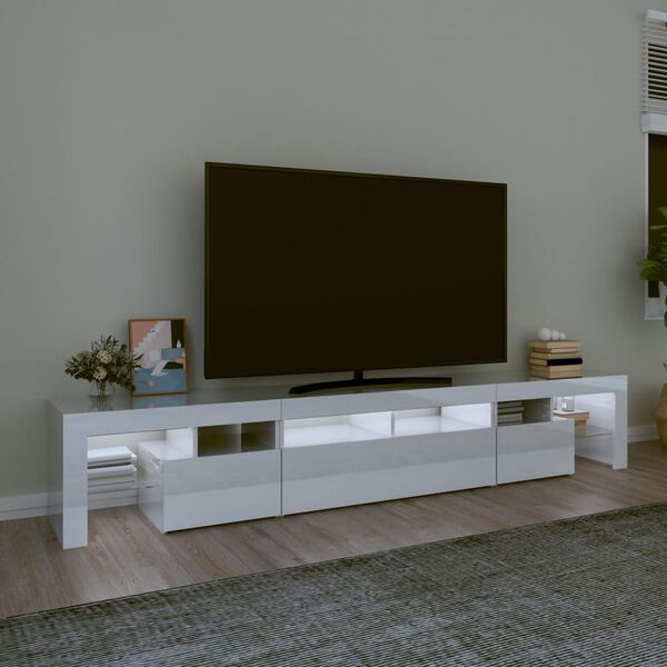vidaXL magasf&eacute;nyű feh&eacute;r TV-szekr&eacute;ny LED l&aacute;mp&aacute;kkal 230x36,5x40 cm