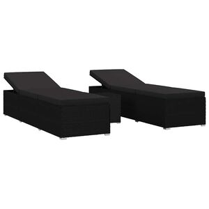 vidaXL Kerti Napoz&oacute;&aacute;gyak p&aacute;rn&aacute;val 3 pcs Fekete Poli rattan