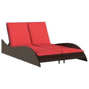 vidaXL barna polyrattan napoz&oacute;&aacute;gy p&aacute;rn&aacute;kkal 114 x 205 x 73 cm