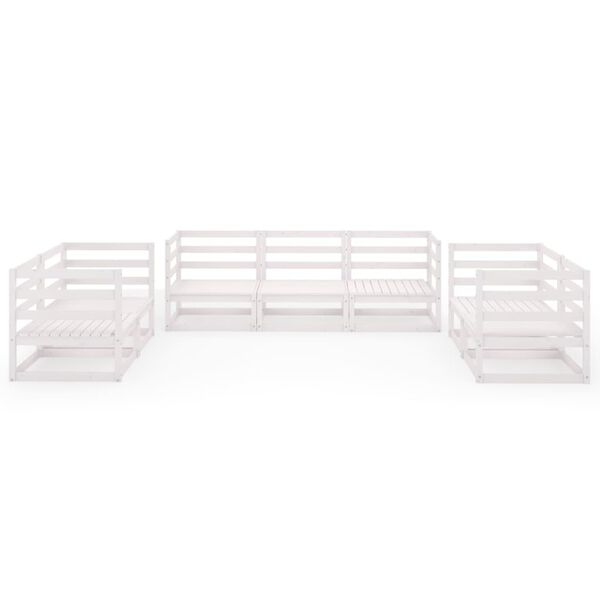 vidaXL 7 r&eacute;szes feh&eacute;r t&ouml;m&ouml;r fenyőfa kerti &uuml;lőgarnit&uacute;ra