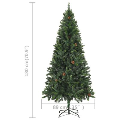 vidaXL zöld megvilágított műkarácsonyfa gömb szettel/tobozzal 180 cm