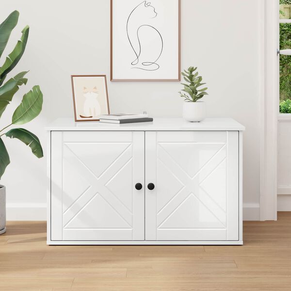 vidaXL Macska H&aacute;z F&eacute;nyes Feh&eacute;r 85 x 55 x 50 cm Faanyag