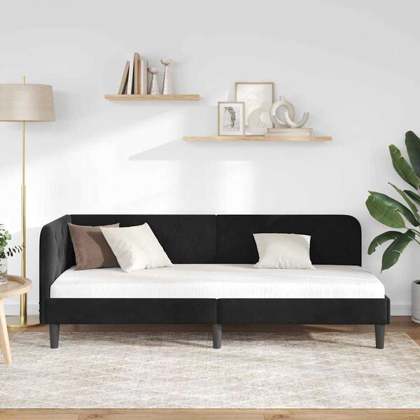 vidaXL Sarok&aacute;gy keret fejt&aacute;ml&aacute;val Fekete 80 x 200 cm B&aacute;rsony