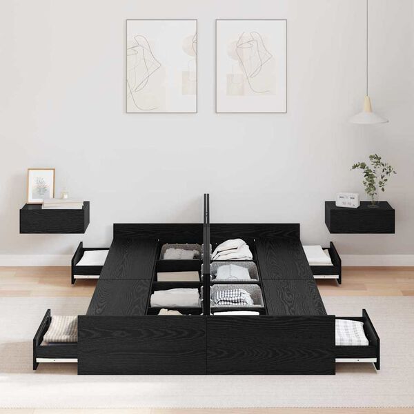 vidaXL &Aacute;gykeret t&aacute;rol&oacute;val fi&oacute;kkal Fekete t&ouml;lgy 120 x 200 cm Faanyag