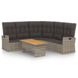 vidaXL 2 r&eacute;szes sz&uuml;rke polyrattan kerti &uuml;lőgarnit&uacute;ra p&aacute;rn&aacute;kkal