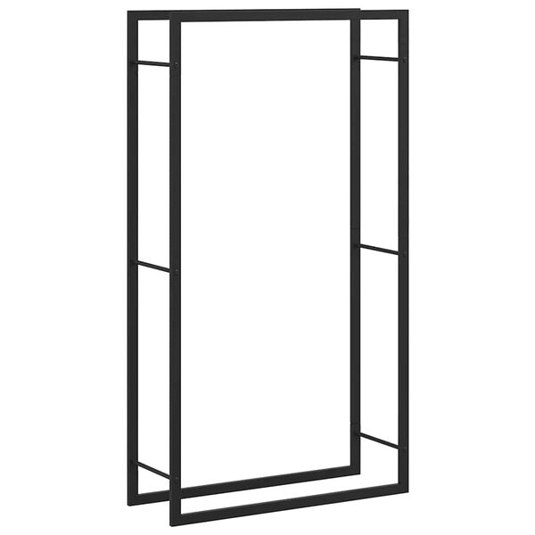 vidaXL matt fekete ac&eacute;l tűzifatart&oacute; 80x28x154 cm