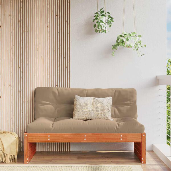 vidaXL Kerti K&ouml;z&eacute;pső Kanap&eacute; T&ouml;m&ouml;r fenyőfa Viaszbarna 120 x 95 x 69 cm