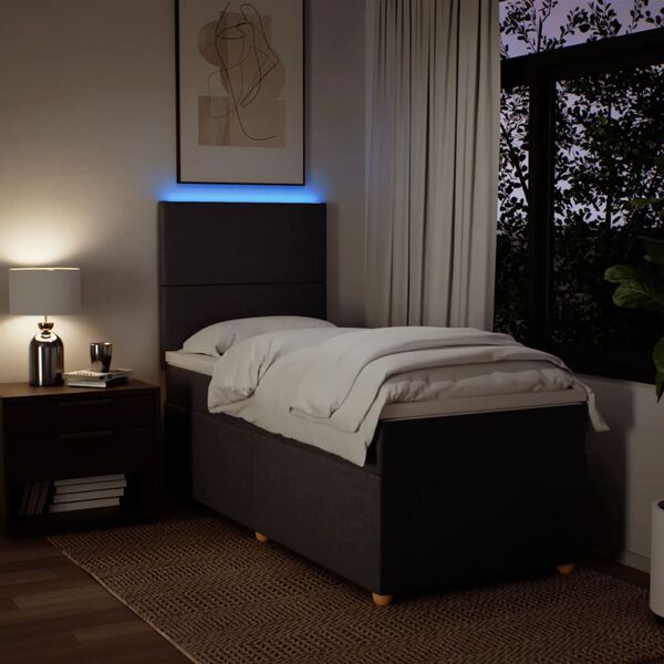 vidaXL s&ouml;t&eacute;tbarna sz&ouml;vet rug&oacute;s &aacute;gy matraccal 90 x 190 cm