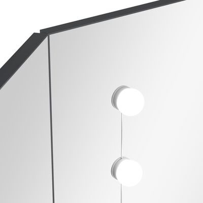 vidaXL szürke sarok fésülködőasztal LED világítással 111x54x141,5 cm