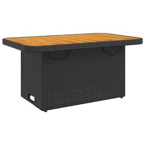 vidaXL fekete polyrattan &eacute;s ak&aacute;cfa kerti asztal 90 x 55 x 71 cm