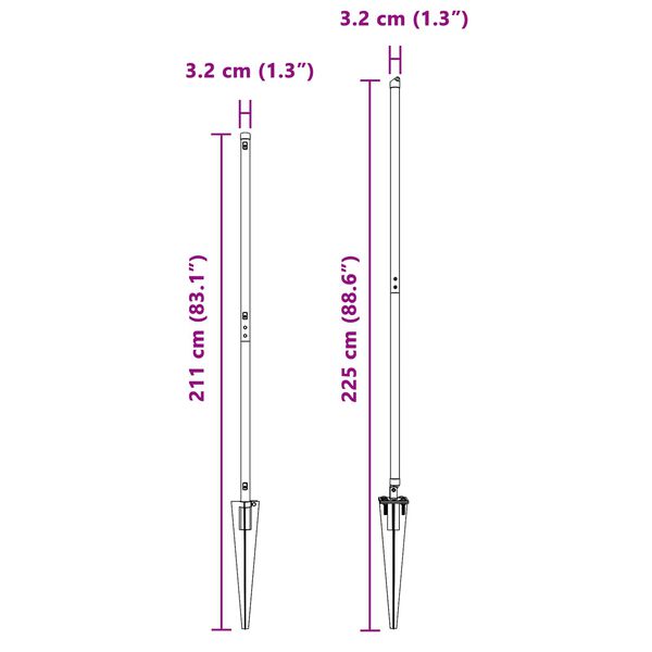 vidaXL Kerítésoszlop Egyéb 26 pcs Szürke 3,2 x 3,2 x 180 cm Acél