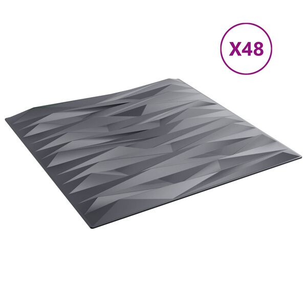 vidaXL Fali panelek 48 pcs Kősz&uuml;rke 50 x 50 cm XPS Hab