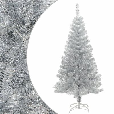 vidaXL ezüstszínű PET műkarácsonyfa állvánnyal 120 cm