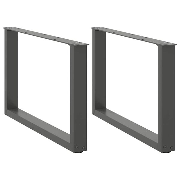 vidaXL 2 db antracitsz&uuml;rke, U alak&uacute; doh&aacute;nyz&oacute;asztal l&aacute;b 70 x (42-43) cm ac&eacute;l