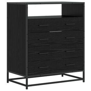 vidaXL Fi&oacute;kos szekr&eacute;ny 4-Fi&oacute;k Fekete t&ouml;lgy 70 x 41 x 83,5 cm