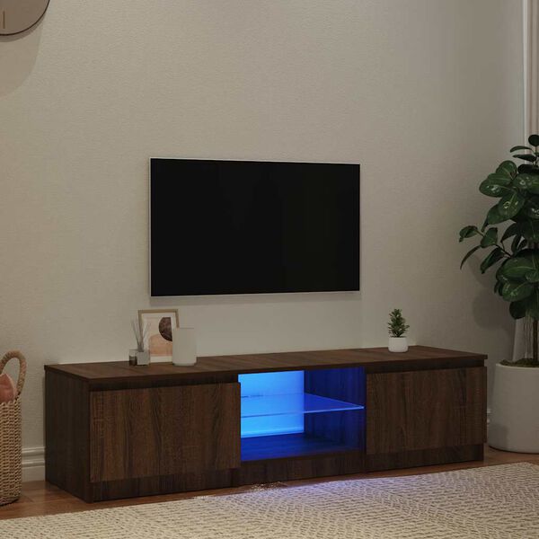 vidaXL barna t&ouml;lgysz&iacute;nű TV-szekr&eacute;ny LED-ekkel 140 x 40 x 36 cm