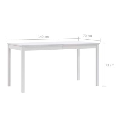 vidaXL fehér fenyőfa étkezőasztal 140 x 70 x 73 cm