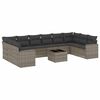 vidaXL 11 r&eacute;szes sz&uuml;rke polyrattan kerti &uuml;lőgarnit&uacute;ra p&aacute;rn&aacute;kkal