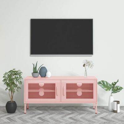 vidaXL rózsaszín acél TV-szekrény 105 x 35 x 50 cm