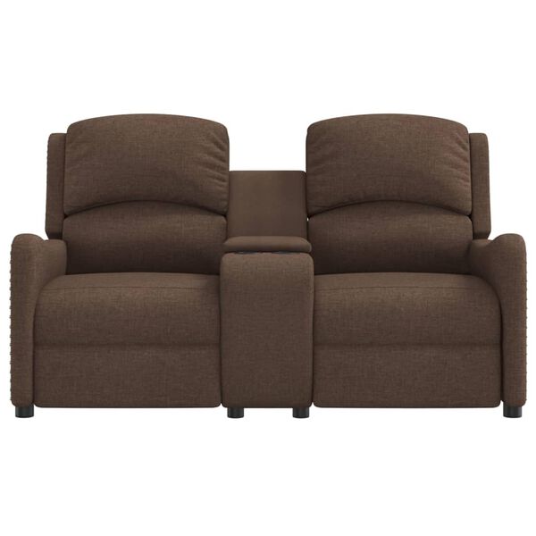 vidaXL 2 személyes barna szövet dönthető masszázsfotel pohártartóval