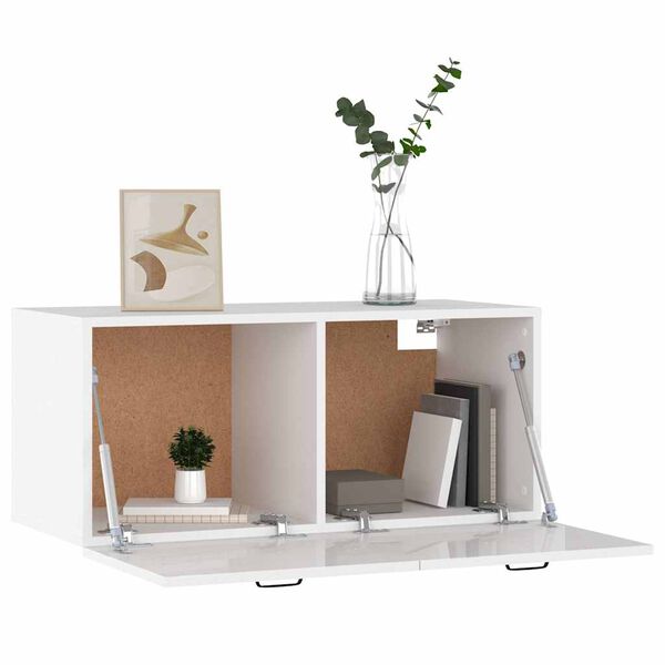 vidaXL magasfényű fehér szerelt fa faliszekrény 80 x 36,5 x 35 cm