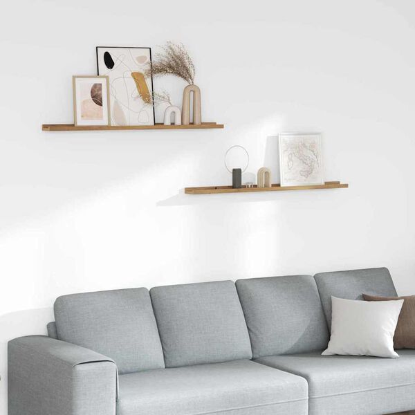 vidaXL Falpolc polcokkal t&aacute;rol&oacute;val 2 pcs Barna 100 x 9 x 3 cm Faanyag