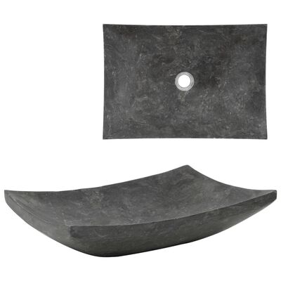 vidaXL fekete márvány mosdókagyló 50 x 35 x 12 cm