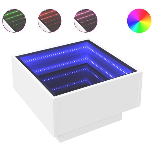 vidaXL feh&eacute;r szerelt fa doh&aacute;nyz&oacute;asztal 50 x 50 x 30 cm