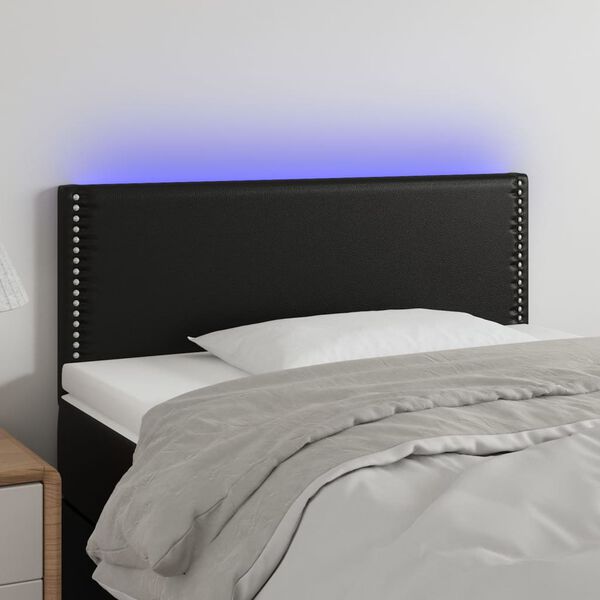 vidaXL fekete műbőr LED-es fejt&aacute;mla 100 x 5 x 78/88 cm