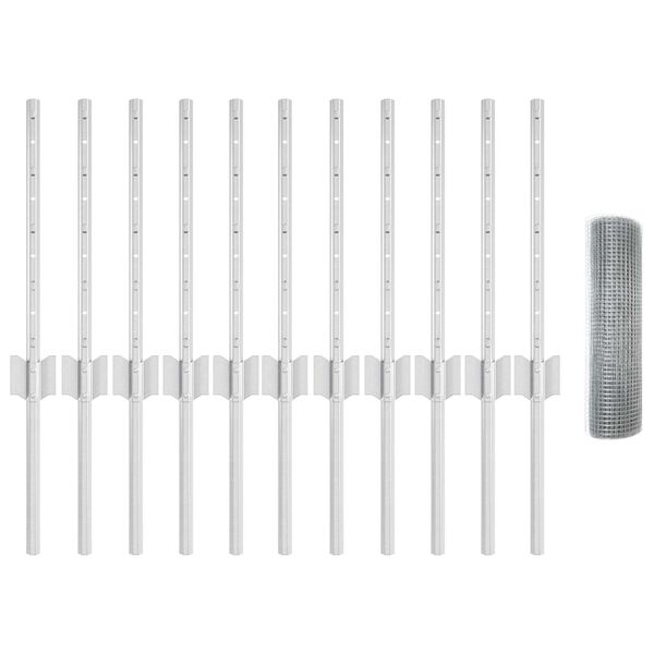 vidaXL Kerítés és Oszlop Ezüst 0,4 x 25 m Acél