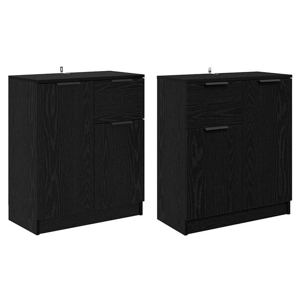 vidaXL Oldalszekr&eacute;nyek 2 pcs Fekete t&ouml;lgy 60 x 30 x 70 cm Faanyag