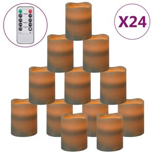 vidaXL 24 db l&aacute;ngmentes meleg feh&eacute;r LED-es gyertya t&aacute;vir&aacute;ny&iacute;t&oacute;val