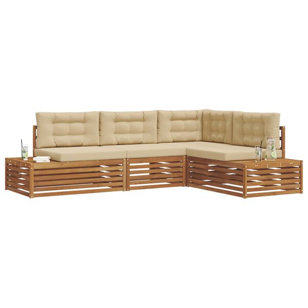 vidaXL K&uuml;lt&eacute;ri kanap&eacute; szett p&aacute;rn&aacute;val 4 Darab Term&eacute;szetes &eacute;s b&eacute;zs