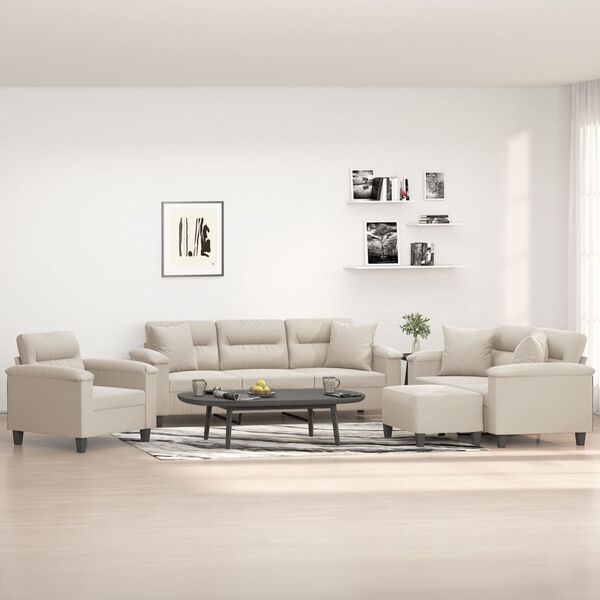 vidaXL 4 r&eacute;szes kr&eacute;msz&iacute;nű mikrosz&aacute;las sz&ouml;vet &uuml;lőgarnit&uacute;ra p&aacute;rn&aacute;val