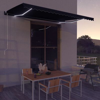 vidaXL antracitszürke szélérzékelős és LED-es napellenző 600 x 300 cm