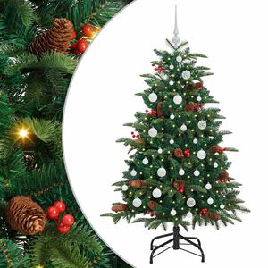 vidaXL Mű kar&aacute;csonyfa 150 LED-del Z&ouml;ld 150 cm PVC &eacute;s F&eacute;m &eacute;s Műanyag