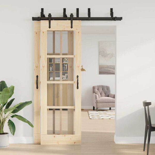 vidaXL fekete acél tolóajtó fémszerelék készlet 152,5 cm