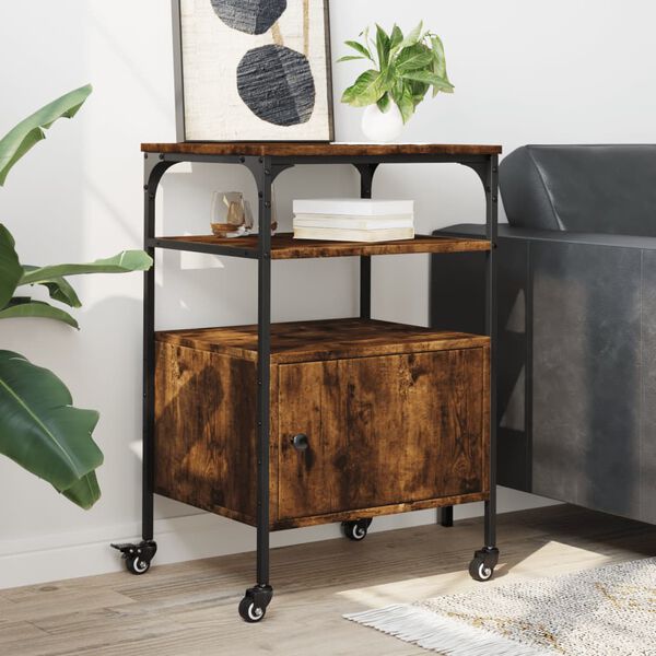 vidaXL 3 szintes füstös tölgy színű nyomtatóállvány 50 x 40 x 76 cm