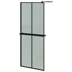 vidaXL fekete ESG &uuml;veg &eacute;s alum&iacute;nium zuhanyfal polccal 80 x 195 cm