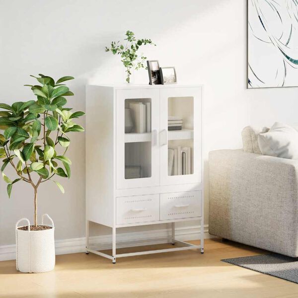 vidaXL feh&eacute;r ac&eacute;l magasszekr&eacute;ny 68x39x111,5 cm